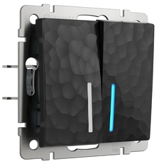 Изображение Выключатель двухклавишный с подсветкой Hammer (черный) W1220108